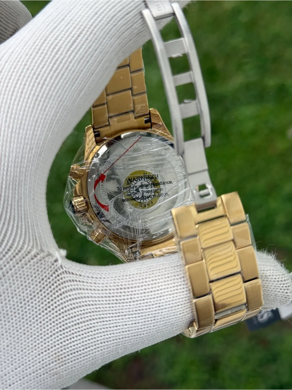 Hugo boss Gold-Tone Chronograph Watch with Blue Dial and Gold Bracelet Mens